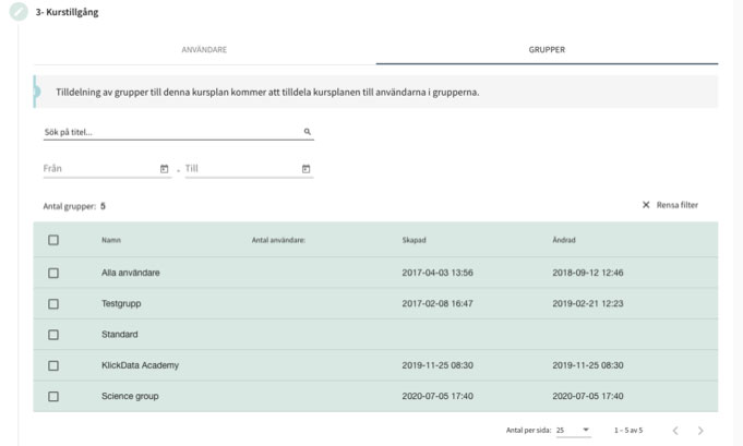Beskriv om och hur systemet kan hantera kurser som endast ska ses av vissa medarbetare, exempelvis: alla i en förvaltning eller delar av en förvaltning (förskola, grundskola, gymnasieskola).